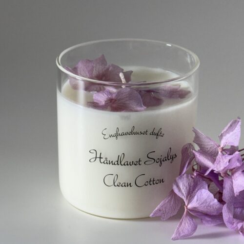 Duftlys clean cotten med dusch lilla hortensia